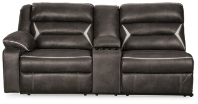 Left-Arm Facing Power Reclining Sofa with Console In Solid Midnight Fabric
