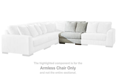 Armless Chair In Solid Pewter Fabric