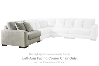 Left-Arm Facing Corner Chair In Solid Pewter Fabric