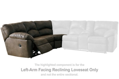 Left-Arm Facing Reclining Loveseat In Solid Canyon Fabric
