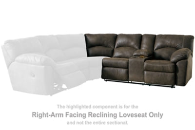 Right-Arm Facing Reclining Loveseat In Solid Canyon Fabric
