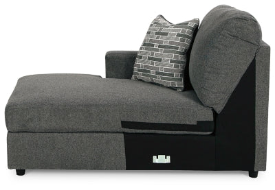 Left-Arm Facing Corner Chaise In Solid Charcoal Fabric