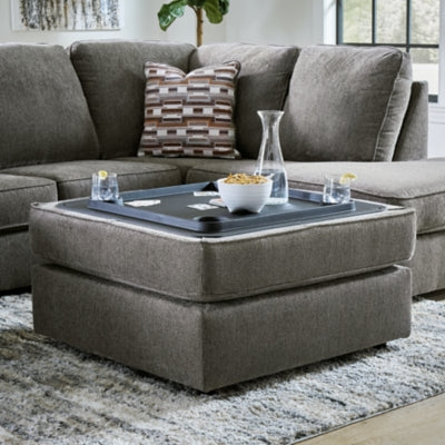 Ottoman With Storage In Solid Putty Fabric