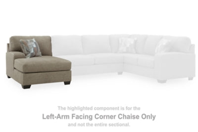 Left-Arm Facing Corner Chaise In Solid Hemp Fabric
