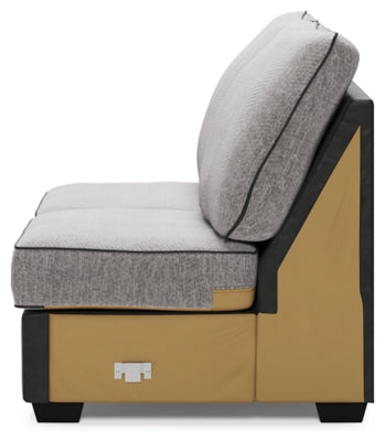 Armless Loveseat In Solid Pewter Fabric