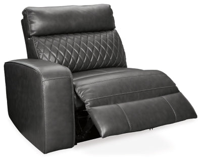 Left-Arm Facing Power Recliner In Solid Gray Fabric