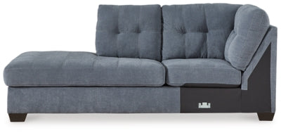 Left-Arm Facing Corner Chaise In Solid Denim Fabric