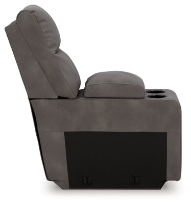 Console with Storage In Solid Slate Fabric