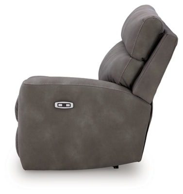 Right-Arm Facing Power Recliner In Solid Slate Fabric