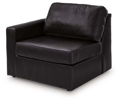 Left-Arm Facing Corner Chair In Solid Black Leather Match