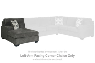 Left-Arm Facing Corner Chaise In Solid Smoke Fabric