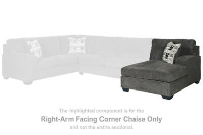 Right-Arm Facing Corner Chaise In Solid Smoke Fabric