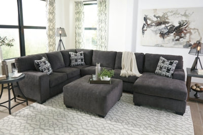 Oversized Ottoman In Solid Smoke Fabric