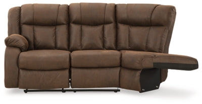 Left-Arm Facing Reclining Loveseat In Solid Walnut Fabric