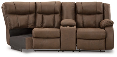 Right-Arm Facing Reclining Loveseat with Console In Solid Walnut Fabric