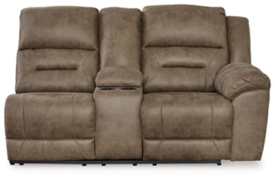 Right-Arm Facing Power Reclining Loveseat with Console In Solid Fossil Fabric