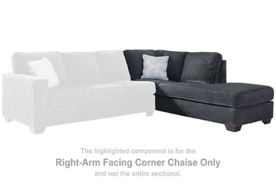 Right-Arm Facing Corner Chaise In Solid Slate Fabric