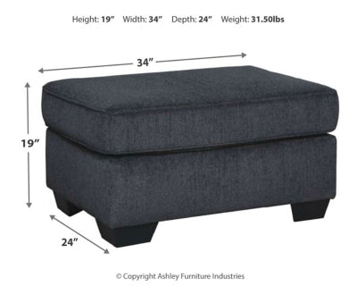 Ottoman In Solid Slate Fabric