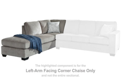 Left-Arm Facing Corner Chaise In Solid Alloy Fabric