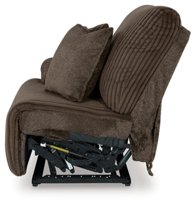 Left-Arm Facing Recliner In Solid Chocolate Fabric