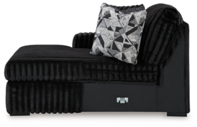 Left-Arm Facing Corner Chaise In Solid Onyx Fabric