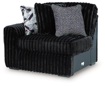 Left-Arm Facing Corner Chair In Solid Onyx Fabric