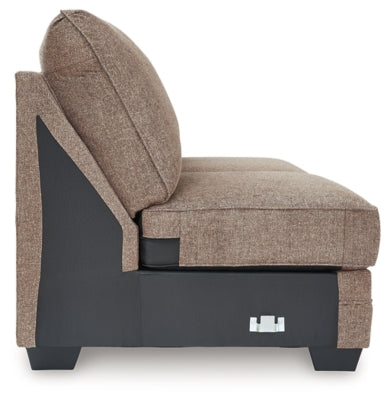 Armless Loveseat In Solid Nutmeg Fabric