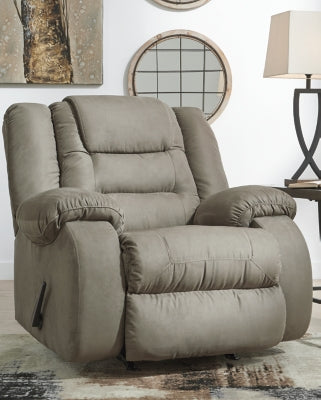 Recliner In Solid Cobblestone Fabric