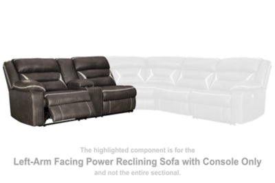 Left-Arm Facing Power Reclining Sofa with Console In Solid Midnight Fabric
