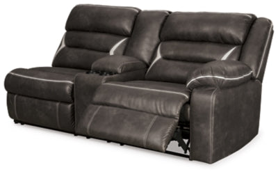 Right-Arm Facing Power Reclining Sofa with Console In Solid Midnight Fabric