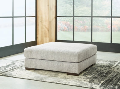 Oversized Accent Ottoman In Solid Pewter Fabric