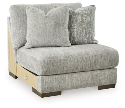 Armless Chair In Solid Pewter Fabric