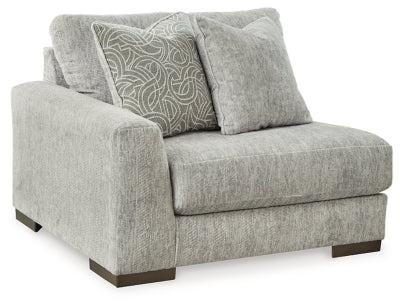 Left-Arm Facing Corner Chair In Solid Pewter Fabric