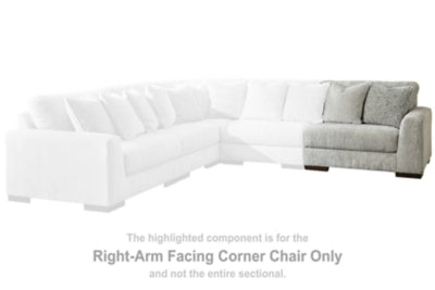 Right-Arm Facing Corner Chair In Solid Pewter Fabric