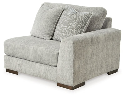 Right-Arm Facing Corner Chair In Solid Pewter Fabric
