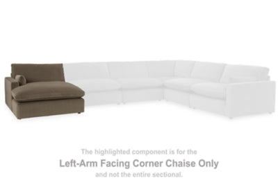 Left-Arm Facing Corner Chaise In Solid Cocoa Fabric