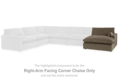 Right-Arm Facing Corner Chaise In Solid Cocoa Fabric