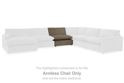 Armless Chair In Solid Cocoa Fabric