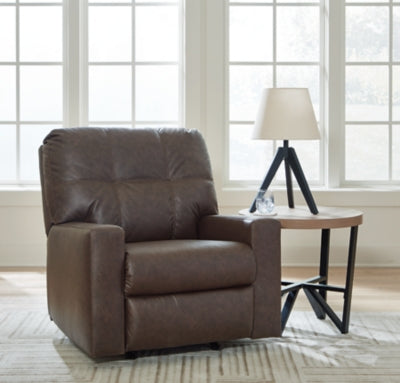 Recliner In Solid Umber Fabric