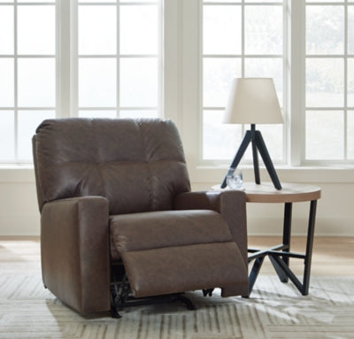 Recliner In Solid Umber Fabric