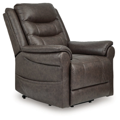 Power Lift Recliner In Solid Umber Fabric