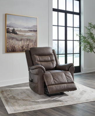 Power Lift Recliner In Solid Umber Fabric