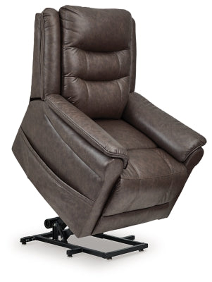 Power Lift Recliner In Solid Umber Fabric