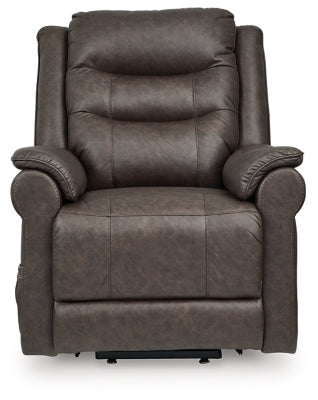 Power Lift Recliner In Solid Umber Fabric