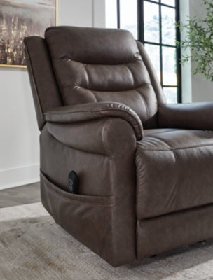 Power Lift Recliner In Solid Umber Fabric