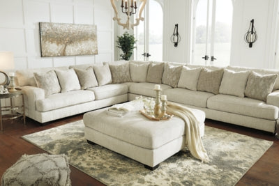 Oversized Accent Ottoman In Solid Parchment Fabric