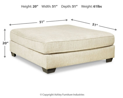 Oversized Accent Ottoman In Solid Parchment Fabric