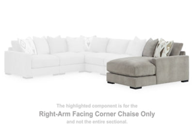Right-Arm Facing Corner Chaise In Solid Flax Fabric