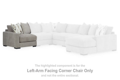 Left-Arm Facing Corner Chair In Solid Flax Fabric