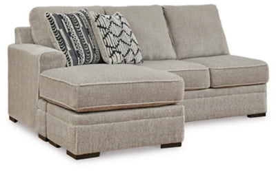 Left-Arm Facing Sofa Chaise In Solid Sisal Fabric